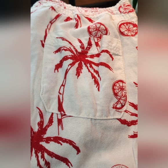 April Kiss linen blend wide-leg with Fun Graphic Print Pants - Picture 3 of 7